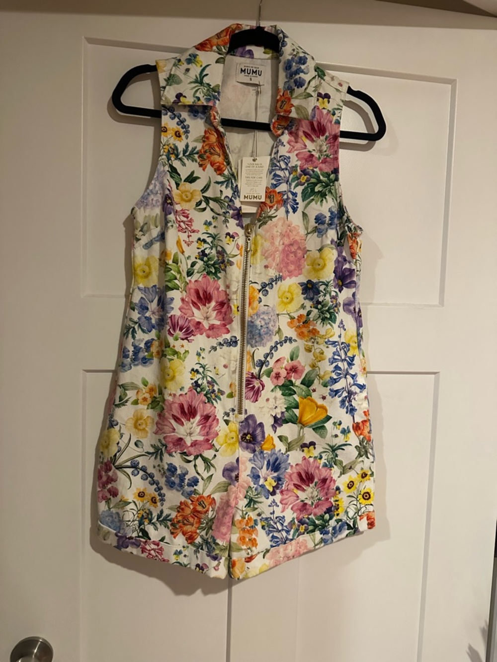 Show Me Your MuMu White Floral Zip Romper